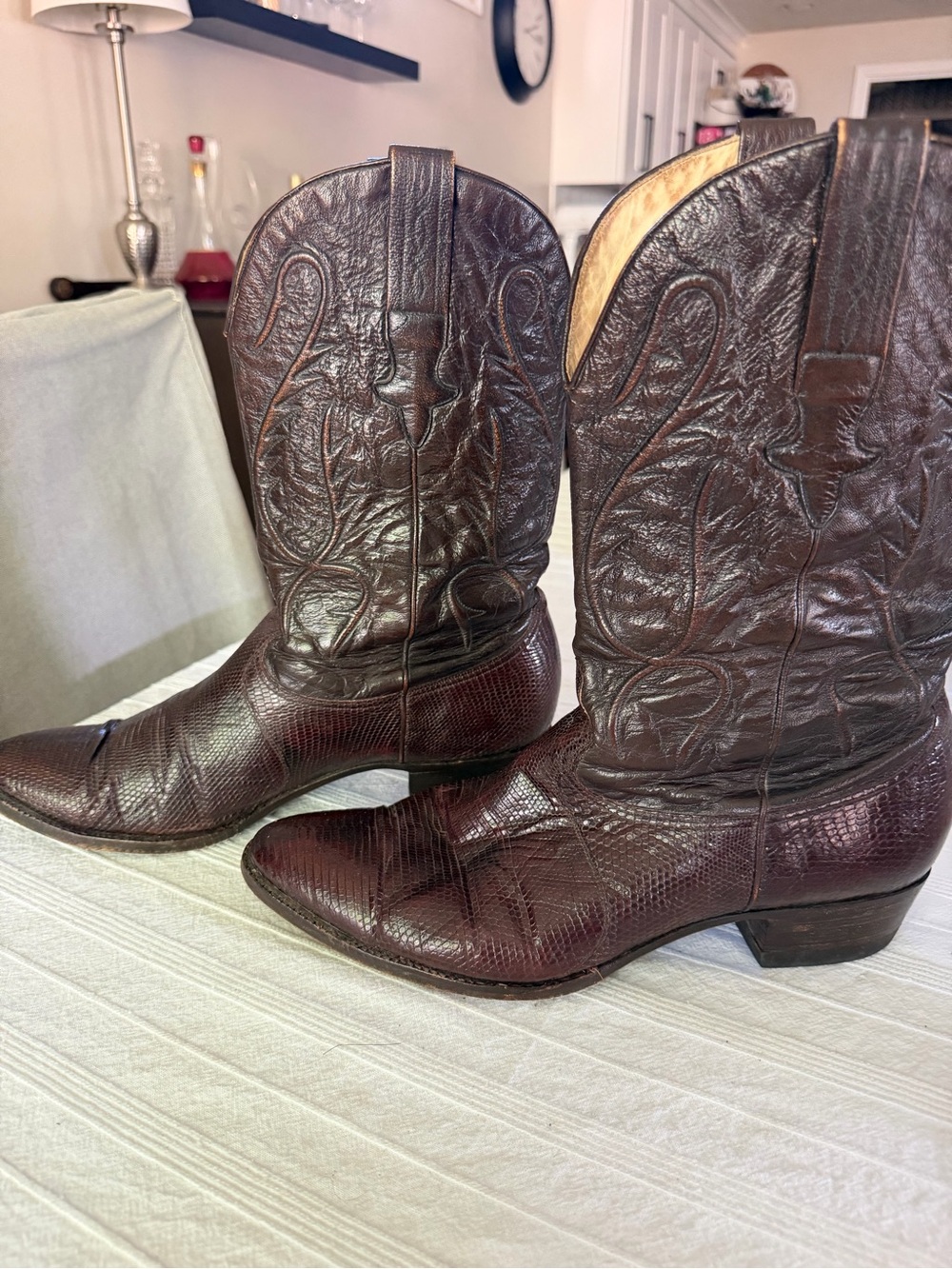 Vintage Exotic Men’s Exotic Genuine Teju Lizard Cowboy Boots